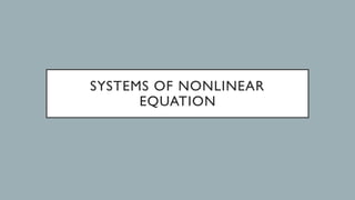 Systems Of Nonlinear Equation Lesson Pptx