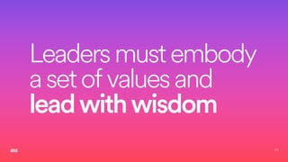23
Leadersmustembody
asetofvaluesand
leadwithwisdom
 