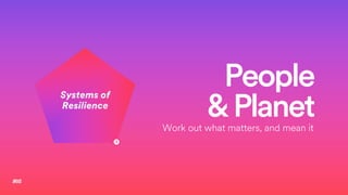 People
&Planet
Work out what matters, and mean it
Systems of
Resilience
3
 