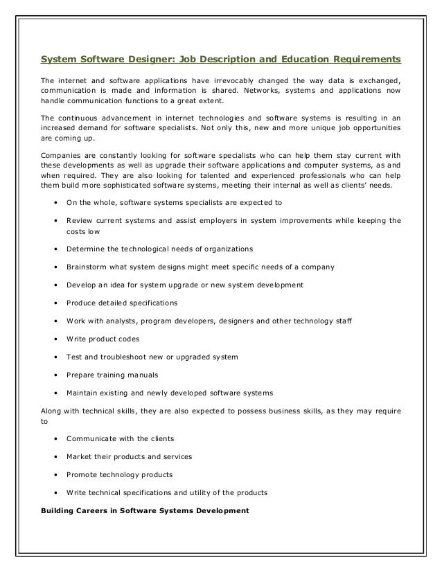 it system designer job description it system designer job description