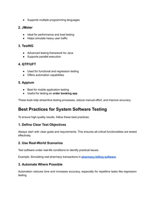 System Software Testing_ Techniques, Tools, and Best Practices | PDF