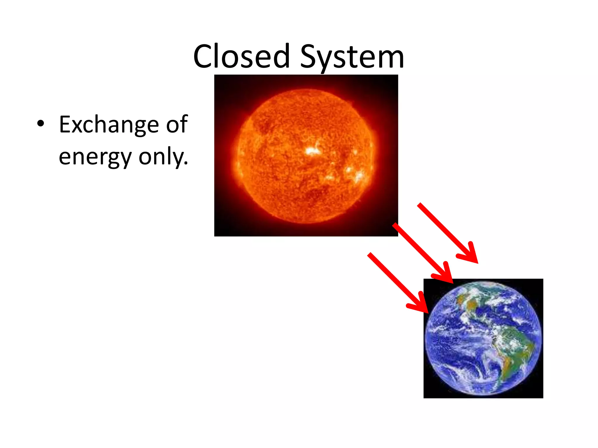 Closed SystemExchange of energy only.
