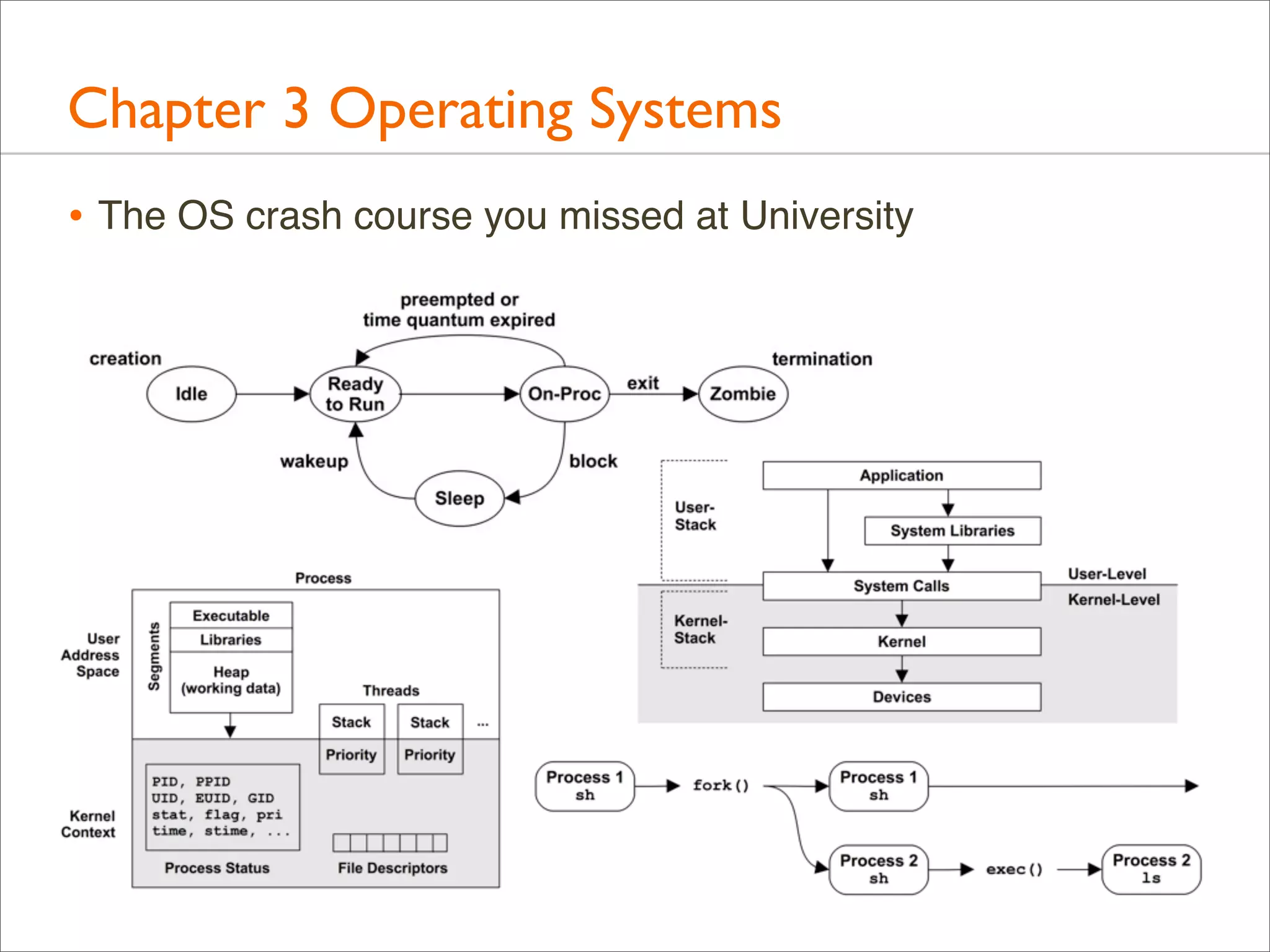 Chapter 3 Operating Systems
• The OS crash course you missed at University

 