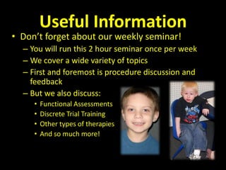 Opportunities to Spread KnowledgeAt the end of the semester each student will:Have completed a final paperPresent a PowerPoint to everyone in the practicaSo as the semester progresses you will have to:Give frequent feedback on each paperCritique and rehearse each presentation several times