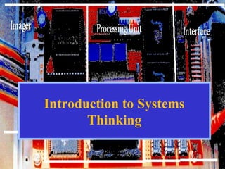 Introduction to Systems 
Thinking 
 