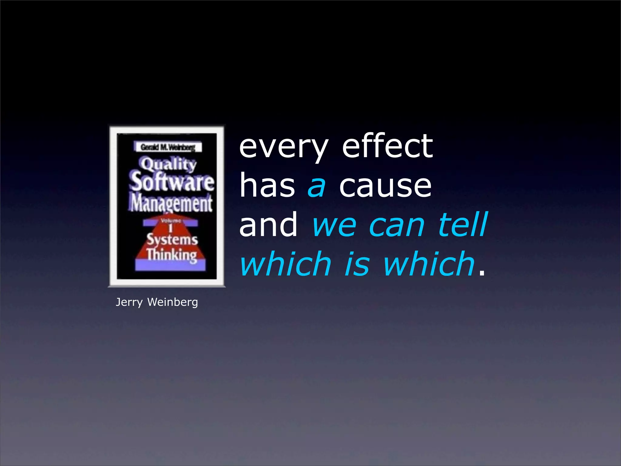 The Causation Fallacies
every effect
has a cause
and we can tell
which is which.
Jerry Weinberg

Sunday, 2 March 14

 