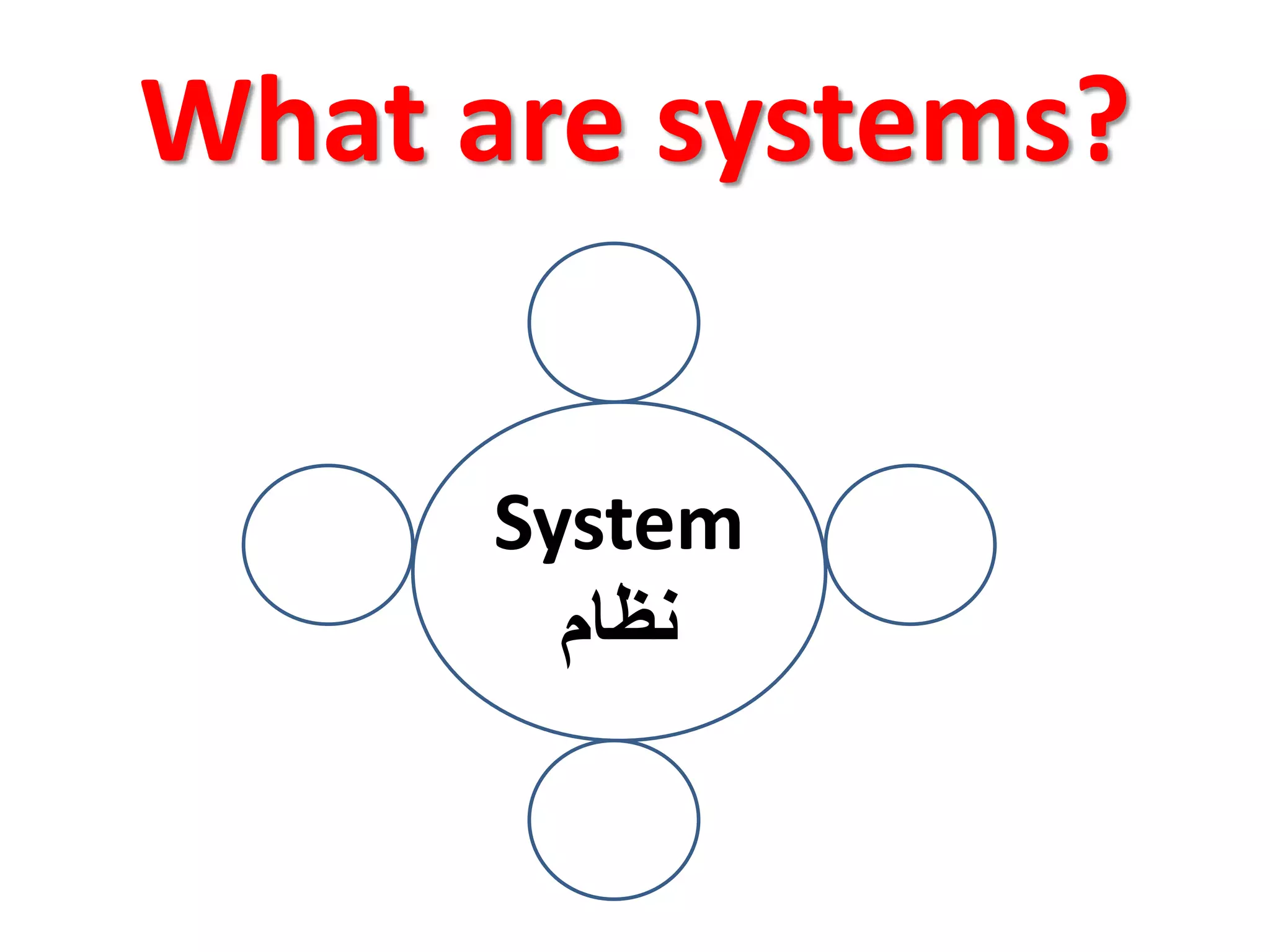 What are systems?
System
‫نظام‬
 