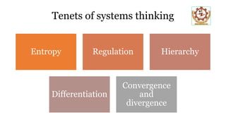 Tenets of systems thinking
Entropy Regulation Hierarchy
Differentiation
Convergence
and
divergence
 