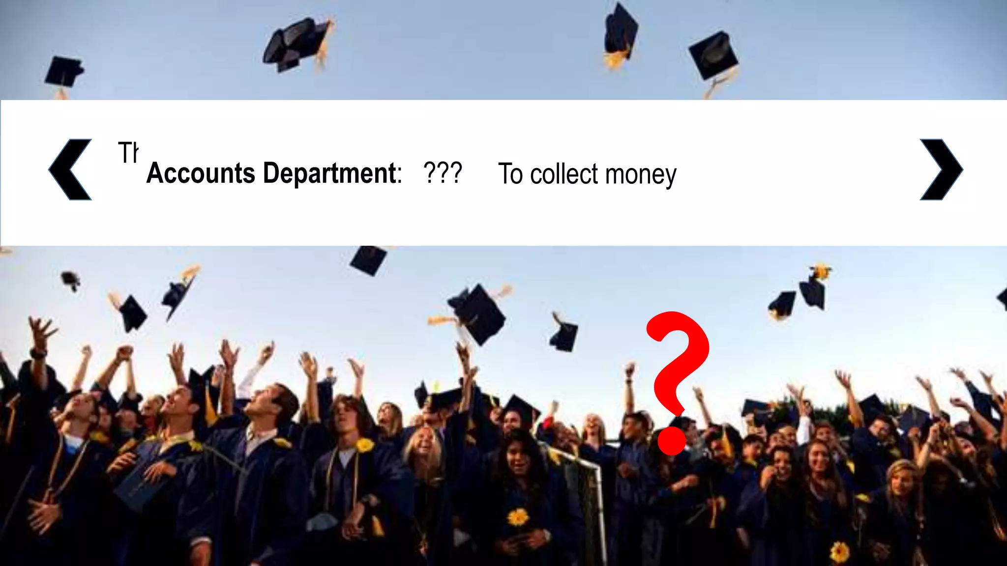 a university?
What is the PURPOSE ofThe purpose of a university is to be the guardian of reason, inquiry and
philosophical openness
Students: To get a diploma so I can get a good job!Accounts Department: ??? To collect money
 