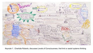 Keynote 1: Charlotte Roberts, discusses Levels of Consciousness, that limit or assist systems thinking
 