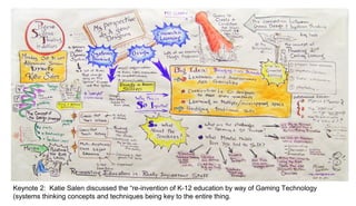 Keynote 2: Katie Salen discussed the “re-invention of K-12 education by way of Gaming Technology
(systems thinking concepts and techniques being key to the entire thing.
 