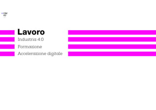 Lavoro
Industria 4.0
Formazione
Accelerazione digitale
 