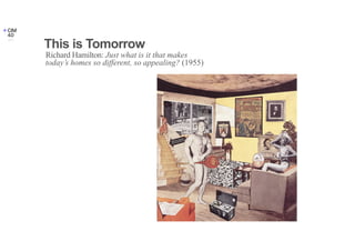 This is Tomorrow
Richard Hamilton: Just what is it that makes
today’s homes so different, so appealing? (1955)
 