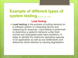 Sample System Testing Expected Output System testing | PPTX