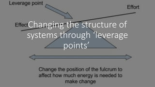 Changing the structure of
systems through ‘leverage
points’
 