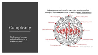 Complexity
Finding some leverage
points in a hierarchy of
stocks and flows
 