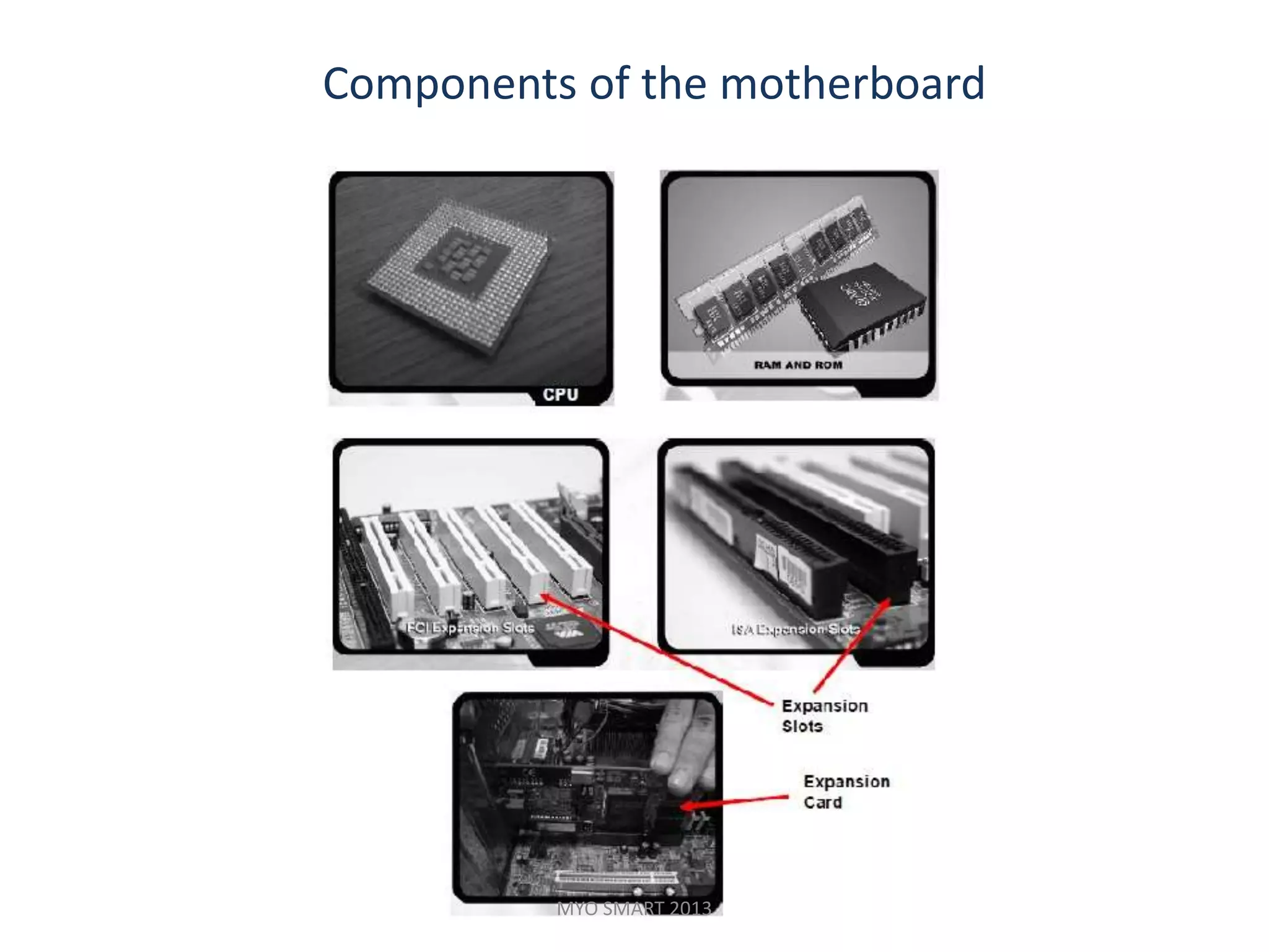 Components of the motherboard




          MYO SMART 2013
 