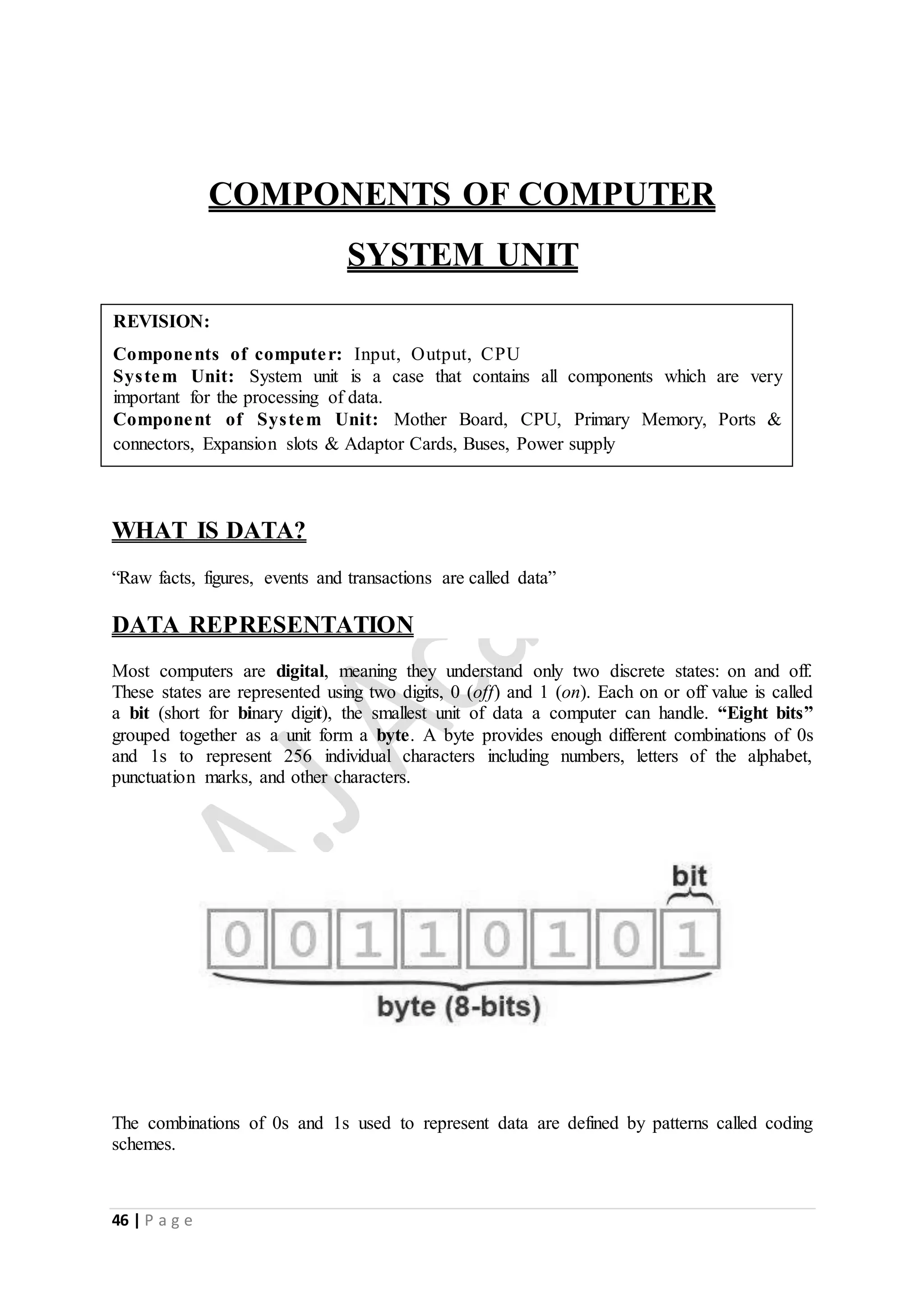 COMPONENTS OF COMPUTER SYSTEM UNIT PDF