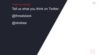 Tell us what you think on Twitter:
@threatstack
@sbisbee
THANKS FOR READING
13
 