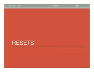 RESETS
November 4, 2013 HVC2013 62
 