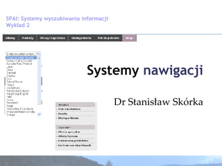 Dr Stanisław Skórka Systemy  nawigacji SPAI: Systemy wyszukiwania informacji  Wykład 2 