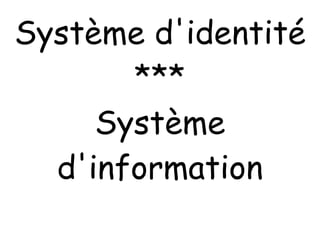 Système  d'identité *** Système d'information 