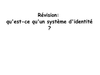 Révision:  qu'est-ce qu'un système d'identité ? 