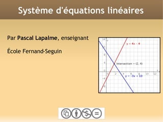 Système d'équations linéaires Par  Pascal Lapalme , enseignant École Fernand-Seguin 