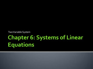 Chapter 6: Systems of Linear Equations Two Variable System 