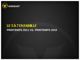 LE 5 À 7 EN FAMILLE PRINTEMPS 2011 VS. PRINTEMPS 2010 