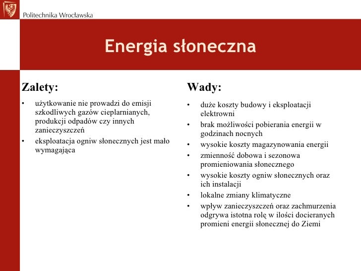 Wady I Zalety Odnawialnych źródeł Energii Odnawialne źródła energii na Dolnym Śląsku