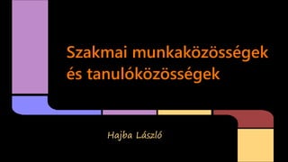 Szakmai munkaközösségek
és tanulóközösségek

Hajba László

 