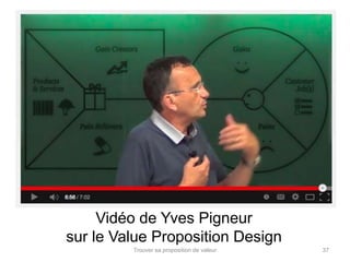 Vidéo de Yves Pigneur 
sur le Value Proposition Design 
Trouver sa proposition de valeur 37 
 