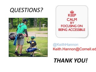 QUESTIONS?
@KeithHannon
Keith.Hannon@Cornell.ed
THANK YOU!
 