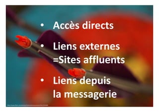 http://www.flickr.com/photos/listentothemountains/5612244584
• Accès directs
• Liens externes
=Sites affluents
• Liens depuis
la messagerie
 
