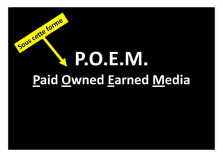 P.O.E.M.
Paid Owned Earned Media
 