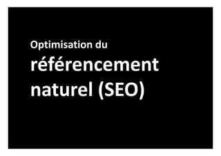 Optimisation du
référencement
naturel (SEO)
 