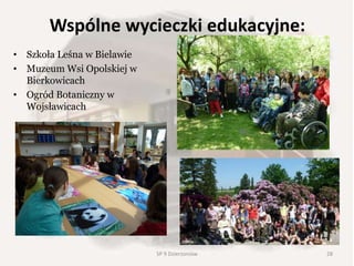 Wspólne wycieczki edukacyjne:
• Szkoła Leśna w Bielawie
• Muzeum Wsi Opolskiej w
Bierkowicach
• Ogród Botaniczny w
Wojsławicach
28SP 9 Dzierżoniów
 
