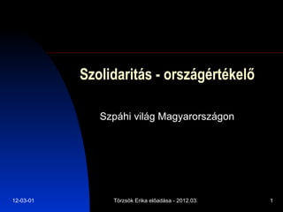 Szolidaritás - országértékelő Szpáhi világ Magyarországon 