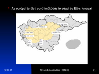 Az európai területi együttműködés térségei és EU-s forrásai   