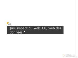 Quel impact du Web 3.0, web des 
données ? 
13 
02. 
 