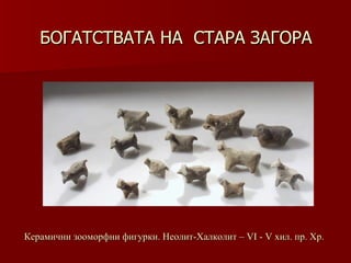 БОГАТСТВАТА НА  СТАРА ЗАГОРА Керамични зооморфни фигурки.   Неолит-Халколит   –   VІ   -   V хил.   пр. Хр. 