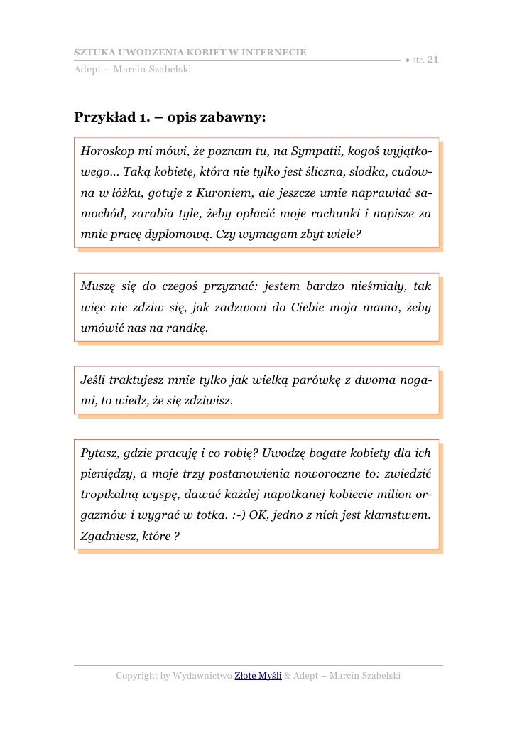 Opisy profili dla przykładów witryn randkowych