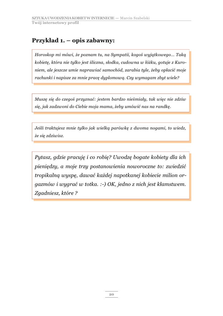 Przykłady zainteresowań dla randek internetowych