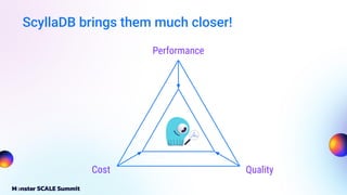 ScyllaDB brings them much closer!
Performance
Cost Quality
 