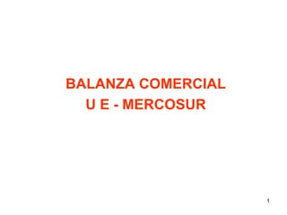 BALANZA COMERCIAL U E - MERCOSUR 