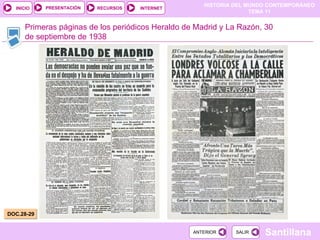 Primeras páginas de los periódicos Heraldo de Madrid y La Razón, 30 de septiembre de 1938 DOC.28-29  