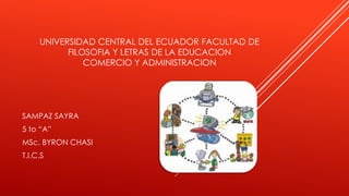 UNIVERSIDAD CENTRAL DEL ECUADOR FACULTAD DE
FILOSOFIA Y LETRAS DE LA EDUCACION
COMERCIO Y ADMINISTRACION
SAMPAZ SAYRA
5 to “A”
MSc. BYRON CHASI
T.I.C.S
 
