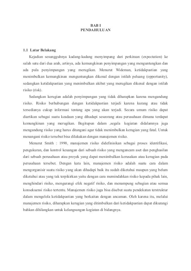 Manajemeen Resiko Pada Perusahaan Air Daerah