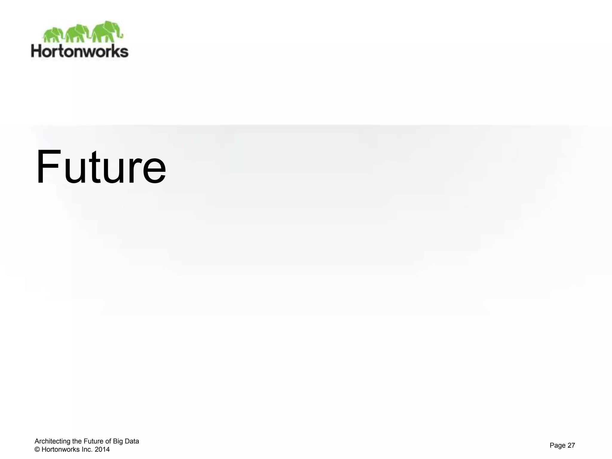 © Hortonworks Inc. 2014
Future
Architecting the Future of Big Data
Page 27
 